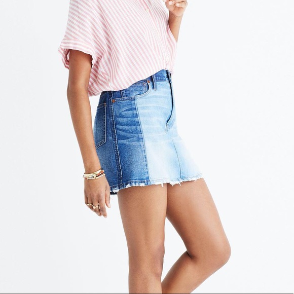Madewell Pieced Mccarren Raw Hem Denim Miniskirt - Picture 3 of 8